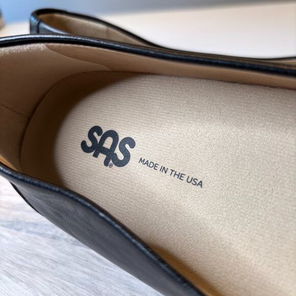 SAS Black Leather Ballet Scenic Flats Comfort Shoes Made in USA Women’s Size 8 - Picture 8 of 11